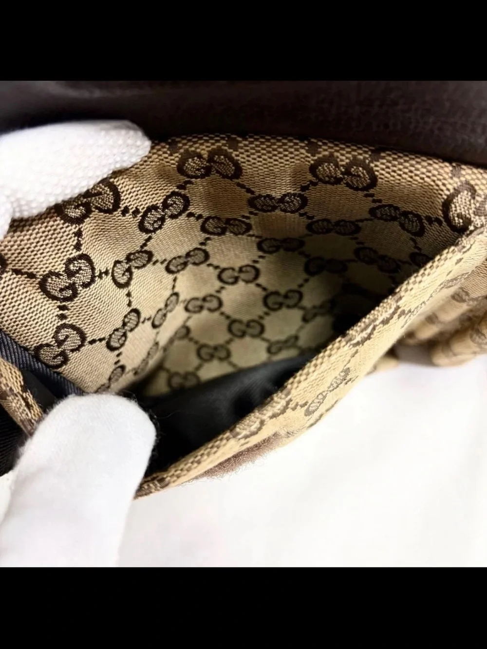 Gucci Beige & Brown GG Canvas Belt Bag